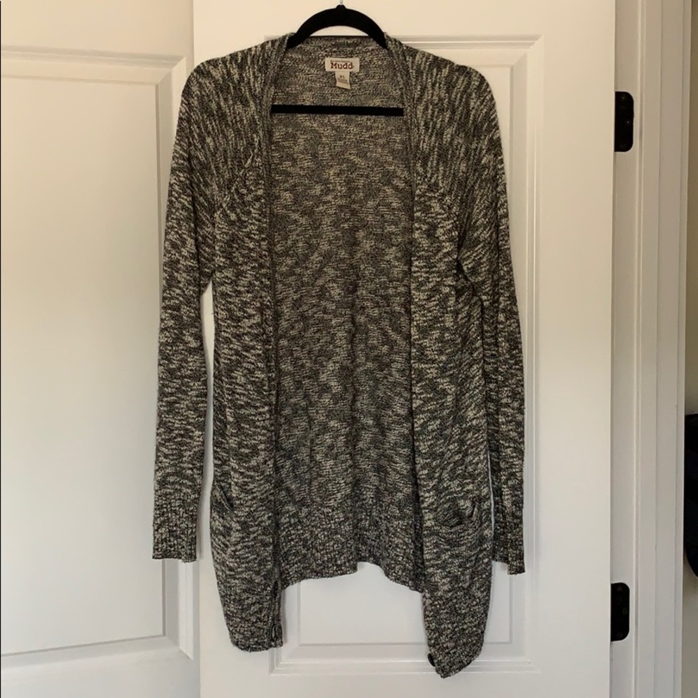 Heather gray and white cardigan